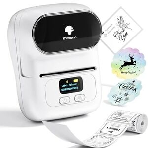Phomemo M110 Label Makers - Barcode Thermal Bluetooth Label Printer In White